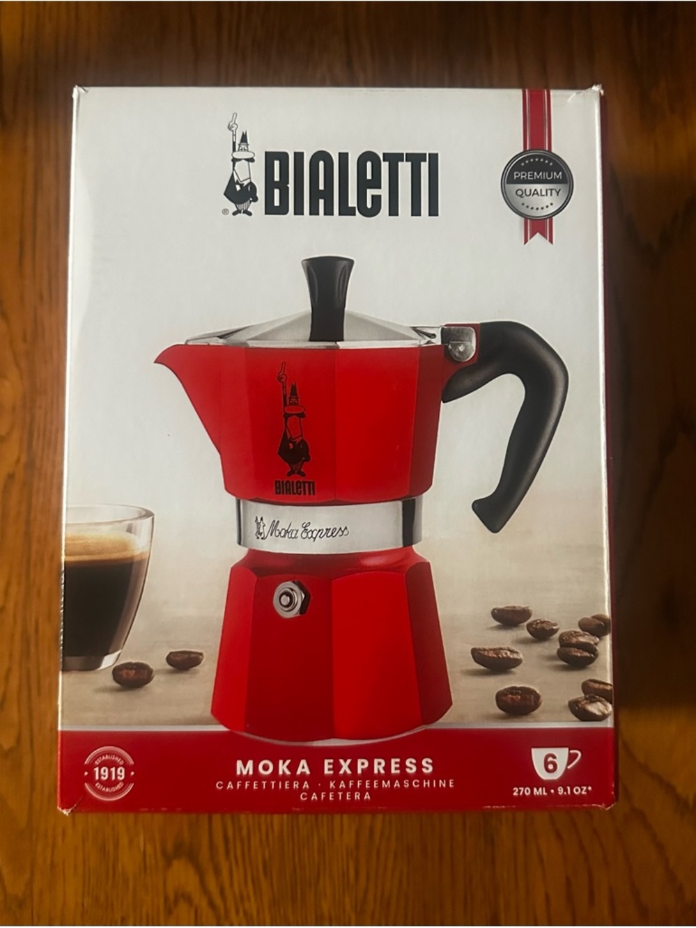 Bialetti Moka Express Red Stovetop Espresso Maker - 6 Cup
